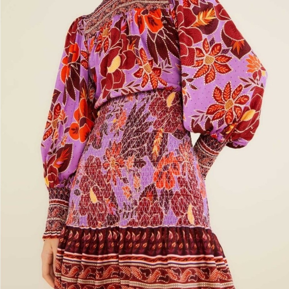 🎄Closet Closing Sale🎄 FARM Rio Vibrant Floral Long Sleeve Mini Dress M